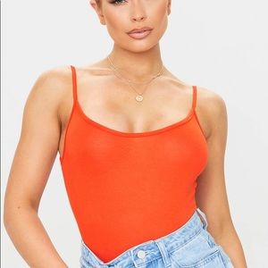 Pretty Little Thing Basic Orange Bodysuit